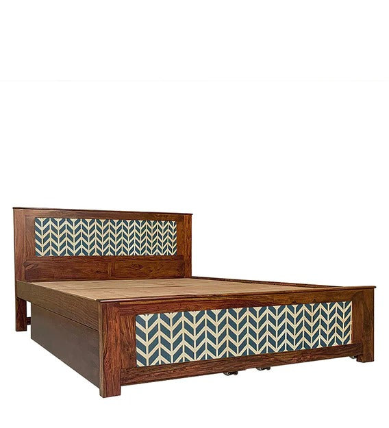 Detec™ Queen Size Bed with Storage in Teak Finish