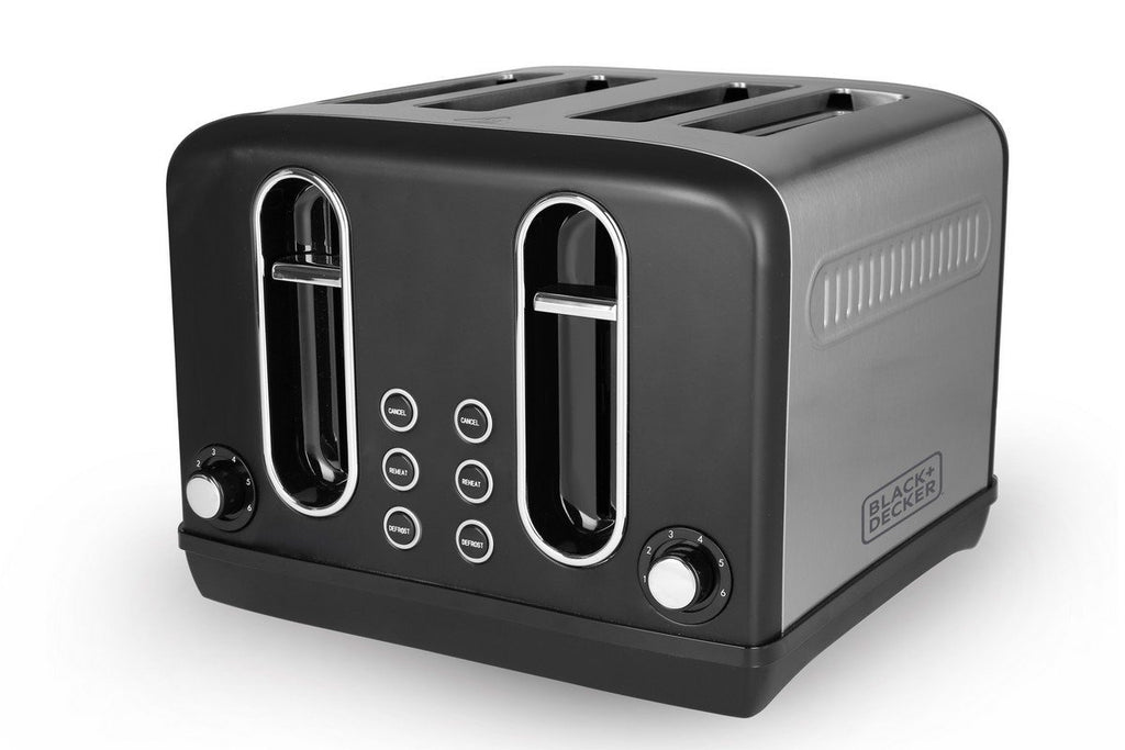 Black+Decker 4 Slice Stainless Steel Pop-up Toaster-2300W
