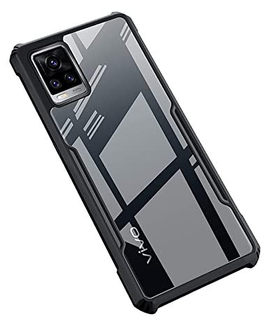 Open Box, Unused Amazon Brand - Solimo 360 Degree Protection Bumper Protective Design Shockproof Crystal Clear Transparent Back Cover Case for Vivo V20 - Black