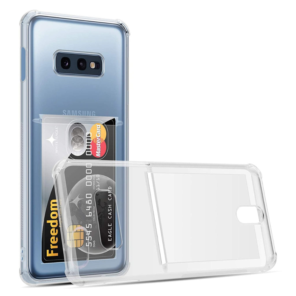 Open Box, Unused Amazon Brand - Solimo Card Holder Phone Case (Soft & Flexible Shockproof Back Cover with Cushioned Edges) Transparent for Samsung Galaxy S10e