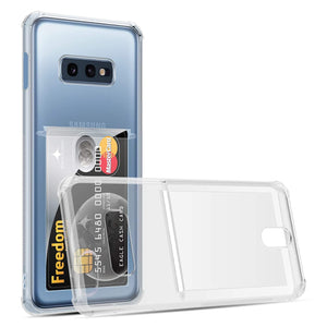 Open Box, Unused Amazon Brand - Solimo Card Holder Phone Case (Soft & Flexible Shockproof Back Cover with Cushioned Edges) Transparent for Samsung Galaxy S10e