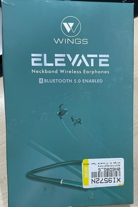 Open Box, Unused Wings Elevate, Smooth Silicon Neckband, Bluetooth