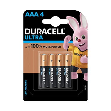 Duracell Ultra Alkaline AAA4 Batteries , 4 Pieces (Pack of 4)