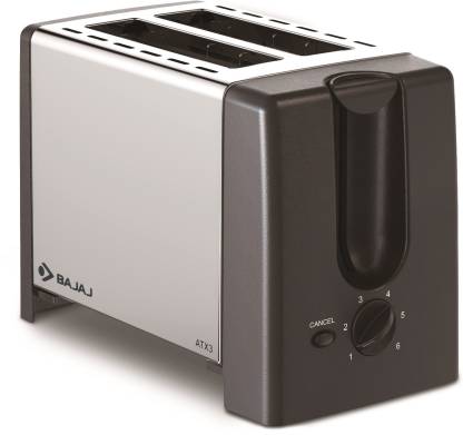 BAJAJ BAJAJ ATX 3 750 W Pop Up Toaster  (Silver and black)