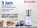 Load image into Gallery viewer, Candes Imperial Mixer Grinder 550 Mixer Grinder (3 Jars, White, Blue)
