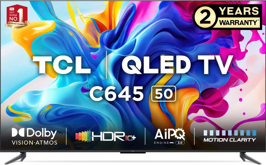 Open Box Unused TCL C645 126 cm (50 inch) QLED Ultra HD (4K) Smart Google TV With Hands-Free Voice Control 50C645