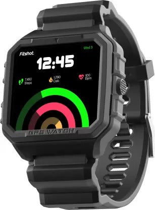 Open Box, Unused Fitshot Axis GPS with Inbuilt 4 Satellite System, 1.52 inch CosmicDisplay Smartwatch Black