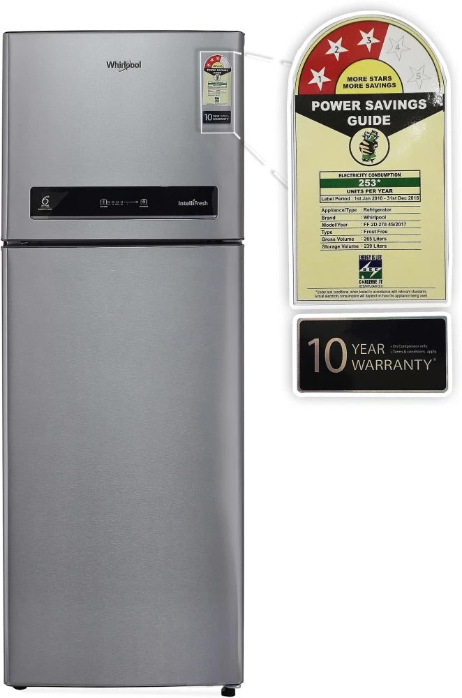 Open Box, Unused Whirlpool 265 L Frost Free Double Door 3 Star Refrigerator Alpha Steel, NEO IF278 ELT 3S