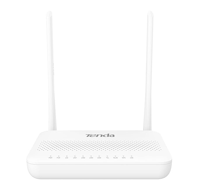 Open Box Unused Tenda HG6 N300 Wi-Fi GPON ONT Router, 4 LAN Ports, 2X6dBi High Gain Antennas