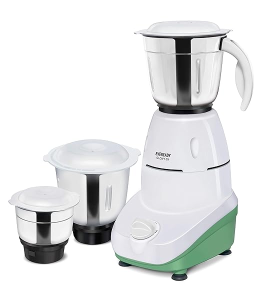 Open Box,Unused Eveready Glowy Dx Glowy 500 Mixer Grinder 3 Jars White and Green