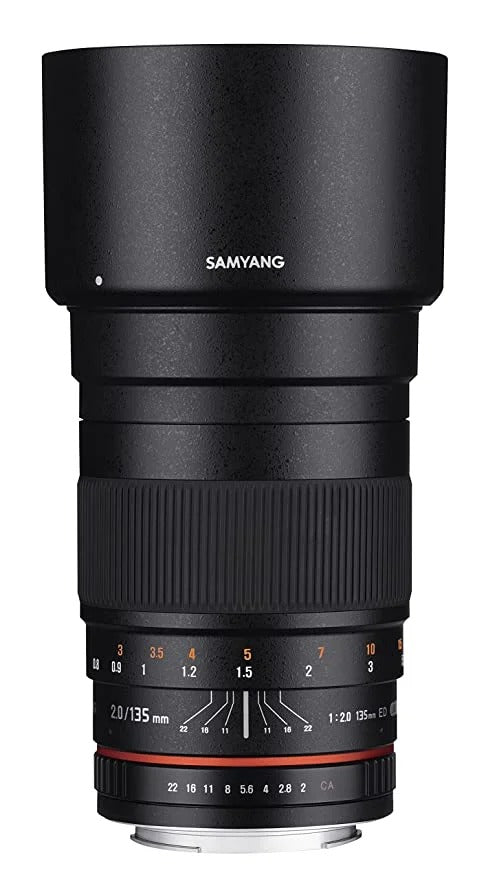 Nikon डिजिटल SLR कैमरों के लिए प्रयुक्त सैम्यांग SY135M-N 135mm f/2.0 ED UMC टेलीफोटो लेंस
