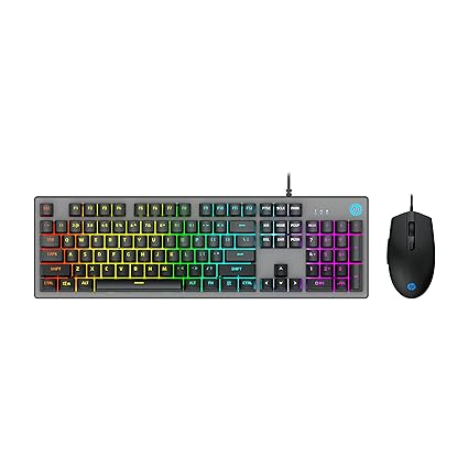 Open Box, Unused HP KM300F Wired Gaming Keyboard & Mouse Combo, Membrane Backlit, 26 Keys Anti-Ghosting, 3 LED Indicators & 3D 6K USB Mouse with 6400DPI, Six-Speed Cyclic Resolution Switching, Black
