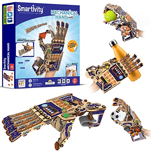 Smartivity DIY Robotic Mechanical Hand STEM Fun Toys for kids 8-14, Educational & Construction Activity Game for Kids, Birthday Gifts for Boys & Girls, Science Engineering Project, Made in India