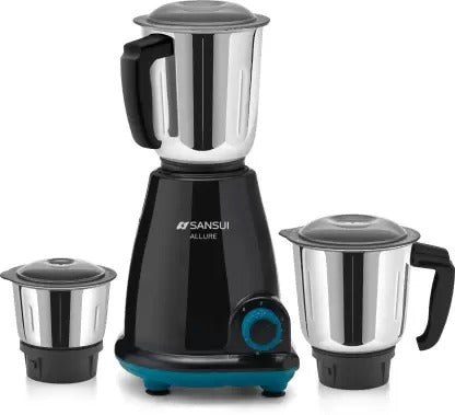 Open Box,Unused Sansui Allure Pro Home 500 W Mixer Grinder with 1 year extended warranty 3 Jars Black Blue