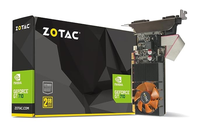 Open Box Unused Zotac Gaming GeForce GT 710 DDR3 2GB 64bit PCIe 2.0 Graphics Card with FanSink, GeForce Experience