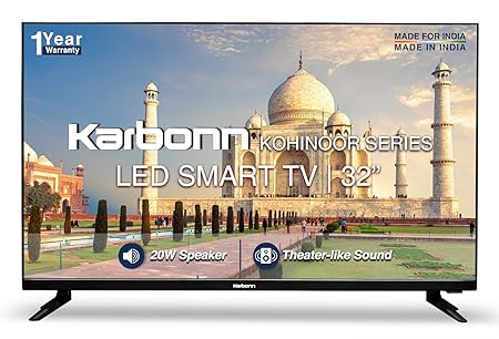 Open Box Unused Karbonn 80 cm (32 inches) Kohinoor Bezel-Less Series HD Ready Smart LED TV KJW32SKHD Phantom Black