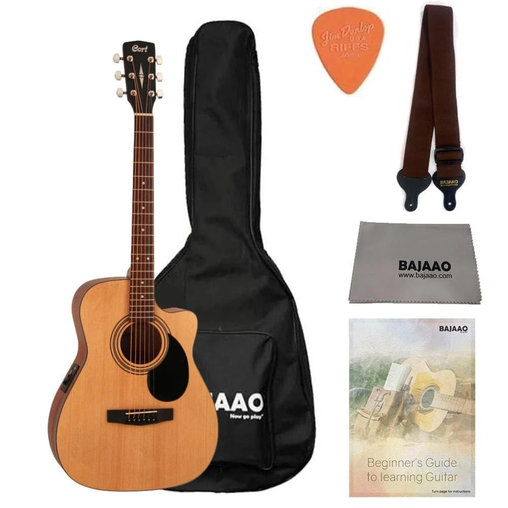 Cort AF515CE 6-String Electro Acoustic Guitar With Gigbag, Picks, Strap, Cloth & Ebook