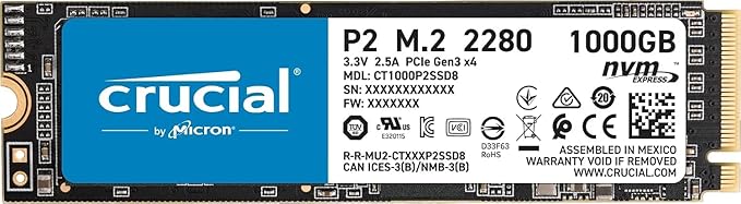 Open Box Unused Crucial P2 1TB 3D NAND NVMe PCIe M.2 SSD Up to 2400MB/s CT1000P2SSD8