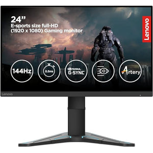 Open Box Unused Lenovo Gaming G-Series - G24-20, 23.8 Inch (60.452 Cm) 1920 x 1080 Pixels Fhd IPS Monitor LCD | 165Hz, 0.5Ms, 99% Srgb, 350 Nits, AMD Freesync Premium, Hdmi 2.0, Dp, Height Adjust Stand Raven Black