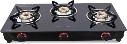 Open Box,Unused Butterfly RAPID Glass Manual Gas Stove 3 Burners