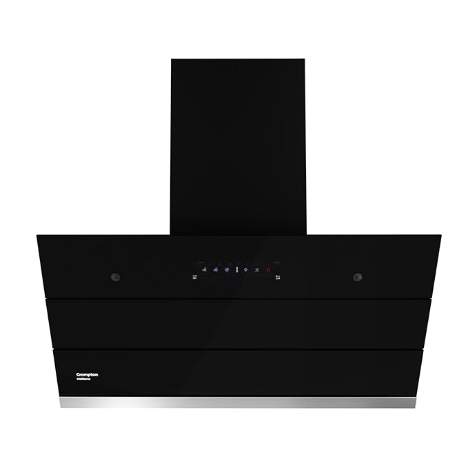 Open Box, Unused Crompton IntelliSense 90 cm Kitchen Chimney with 1626 m³/hr Suction, Smart On & Intelli Auto-Clean Silent Kitchen Chimney With Filterless Technology (Inclined Design, Black, CHD-ISI90FLE- IND