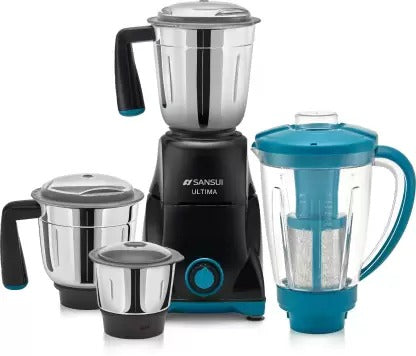 Open Box,Unused Sansui Ultima Pro Home 750 W Juicer Mixer Grinder with 1 year extended warranty 4 Jars Black Blue