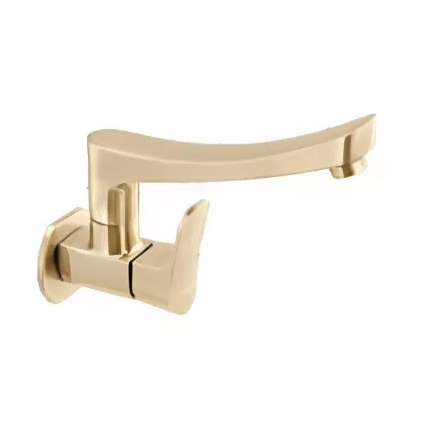 Cera Perla Quarter Turn Single Lever Wall Mount Sink Cock Antique Brass F1012261BA