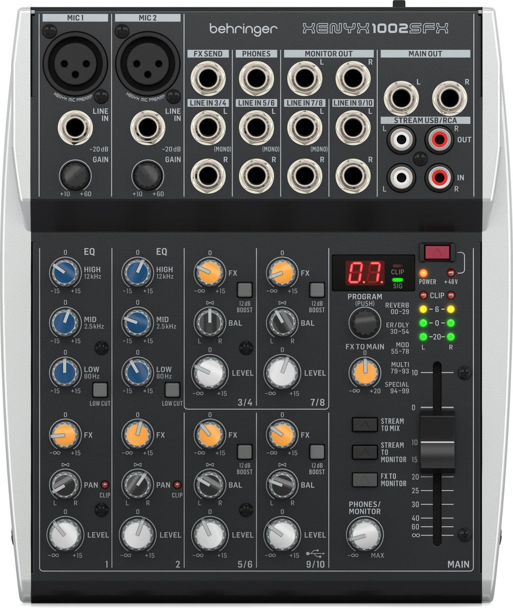 Behringer XENYX 802S Premium Analog 8-Input Mixer with USB Streaming Interface