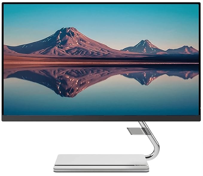 Open Box Unused Lenovo Q-Series 24 Inch (60.5Cm) 1920x1080 Pixels FHD IPS Monitor Height Adjustment, 2X3W Speakers, 75Hz, AMD FreeSync, HDMI, DP, Smart Display Customization, Raven Black