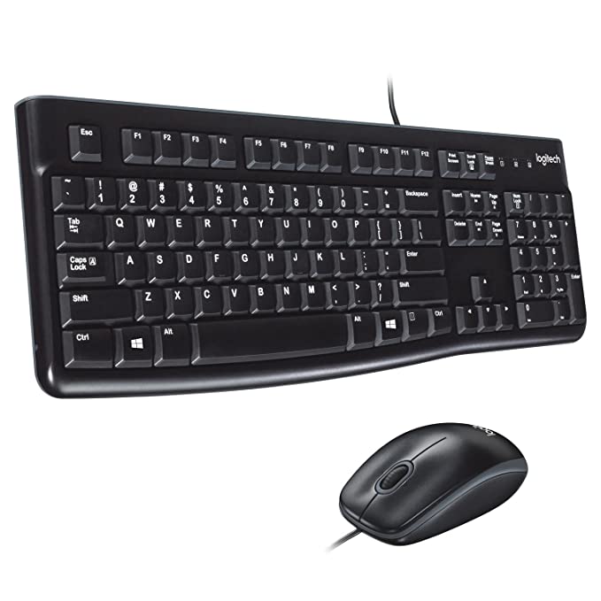Open Box, Unused Logitech MK120 Wired Keyboard and Mouse Combo for Windows, Optical Wired Mouse, Full-Size Keyboard, USB Plug-and-Play, Compatible with PC Laptop Pack of 2