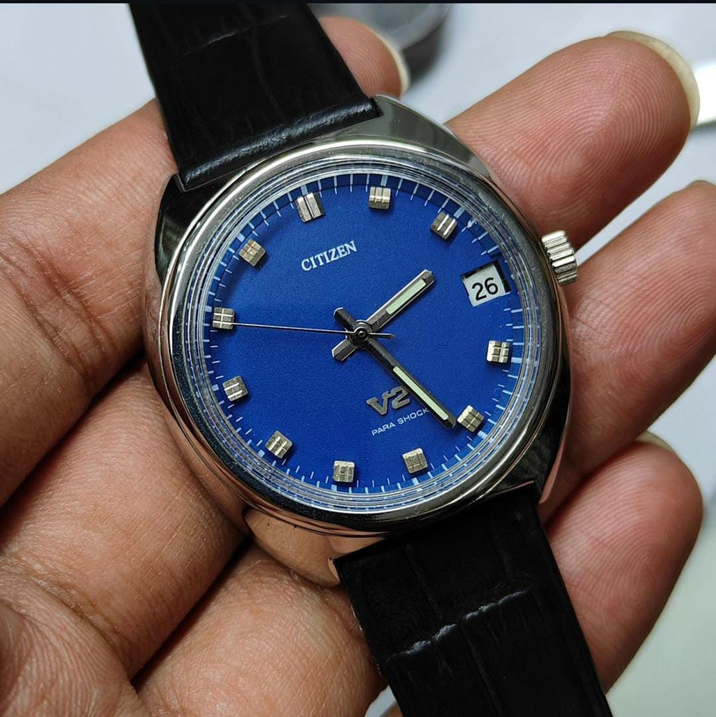 Vintage Citizen V2 Para Shock Black Blue Watch