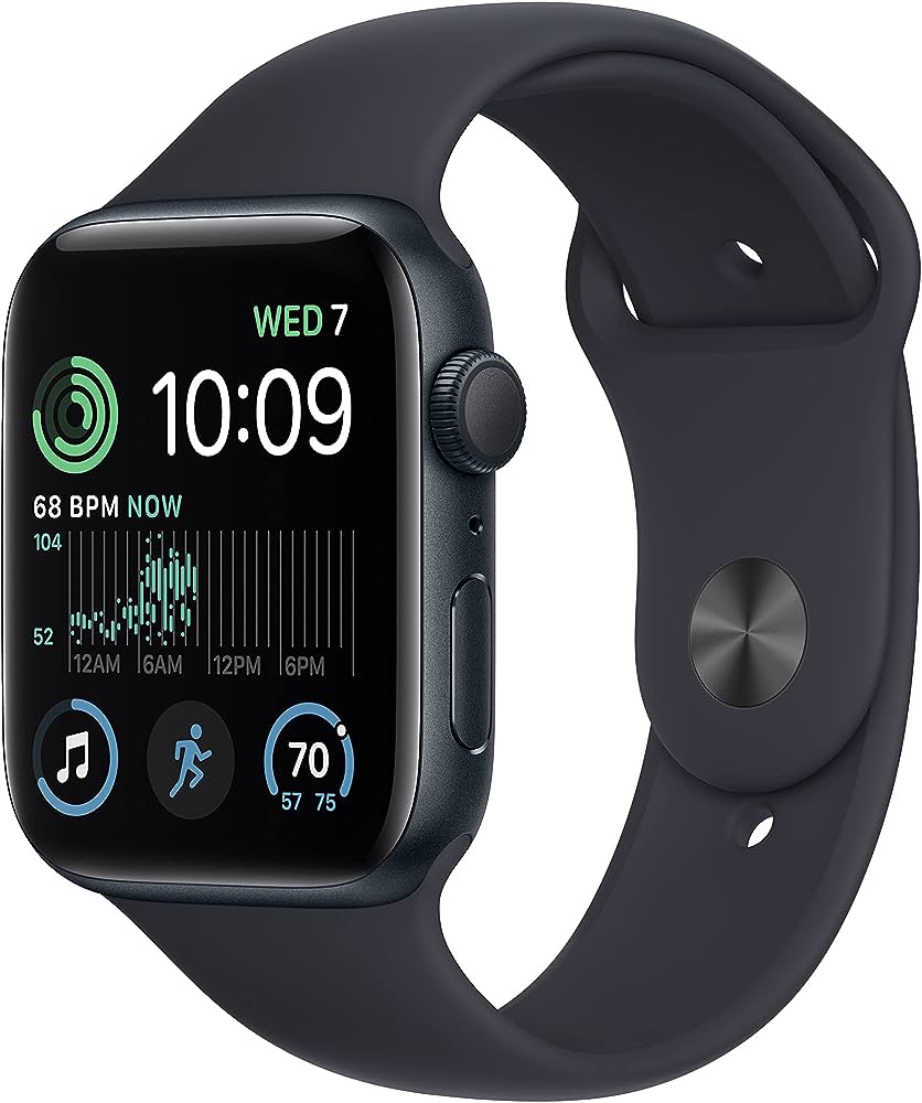 Open Box, Unused Apple Watch SE GPS (2nd Gen) Heart Rate Monitor, Crash Detection, Sleep Tracking Midnight Strap, 44mm