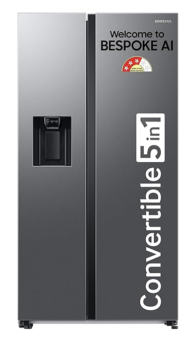 Open Box, Unused Samsung 633 L, 3 Star, Frost Free, Double Door, Convertible 5-in-1 Digital Inverter, Side By Side Refrigerator with AI, WiFi & Water & Ice Dispenser RS78CG8543S9HL, Silver