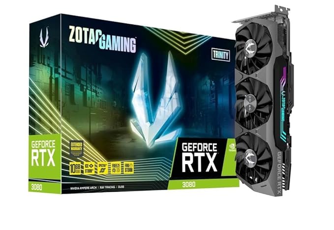 Open Box Unused Zotac Gaming Geforce RTX 3080 Trinity Oc Lhr Gddr6X 10Gb 320 Bit Pcie 4 Graphics Card with Icestorm 2.0 Cooling,Spectra 2.0 Lighting