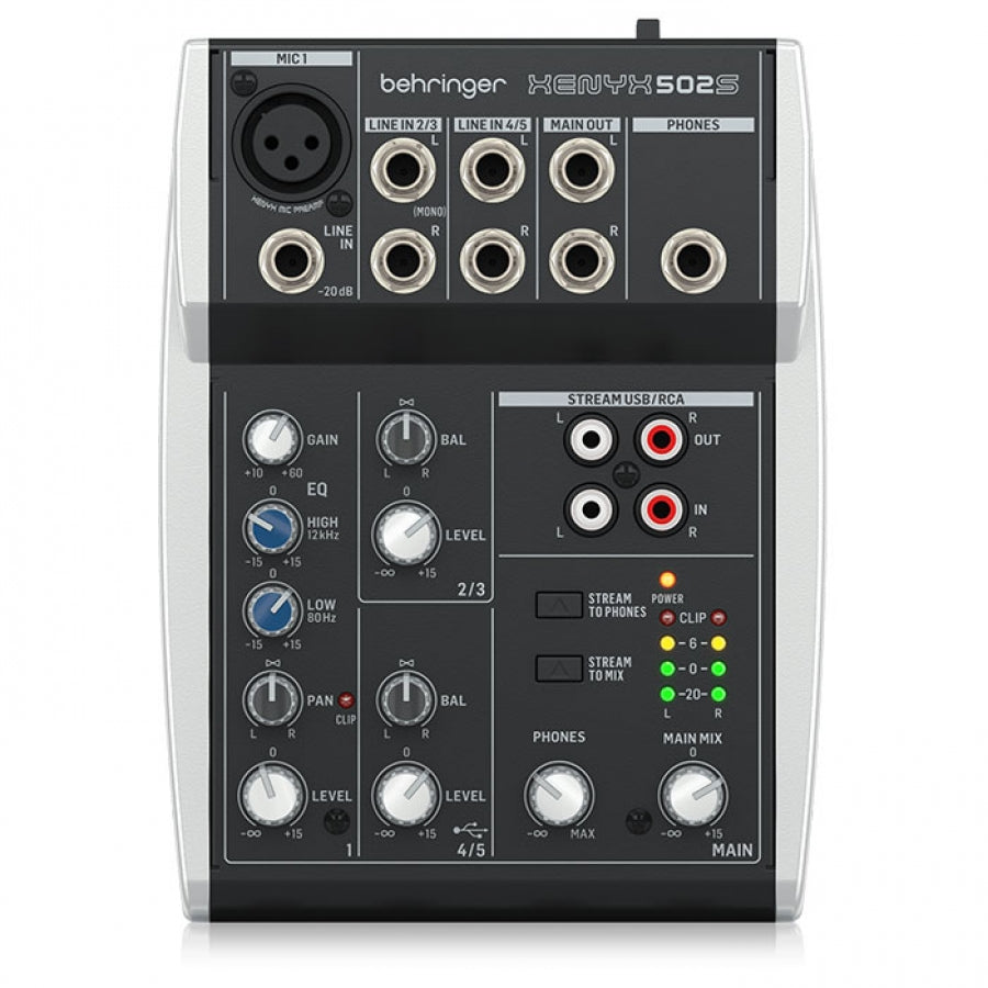 Behringer XENYX 502S Premium Analog 5-Input Mixer with USB Streaming Interface