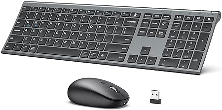 Open Box Unused iClever Wireless Keyboard and Mouse DK03, Rechargeable Dual-Mode Bluetooth+2.4G Bluetooth Keyboard