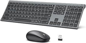 Open Box Unused iClever Wireless Keyboard and Mouse DK03, Rechargeable Dual-Mode Bluetooth+2.4G Bluetooth Keyboard