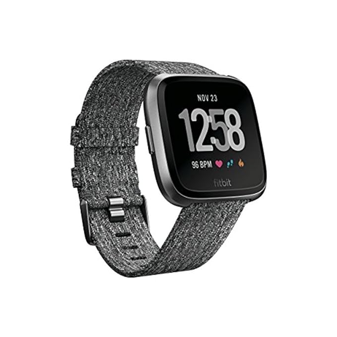 Open Box, Unused Fitbit Versa Special Edition Smart Watch, Charcoal Woven, One Size