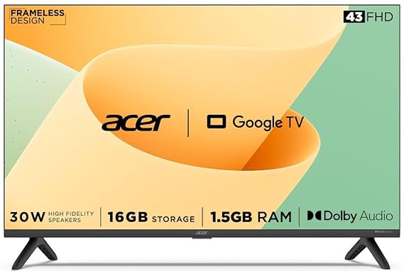 Open Box Unused Acer 109 cm 43 inches Advanced I Series Full HD Smart LED Google TV AR43GR2841FDFL Black