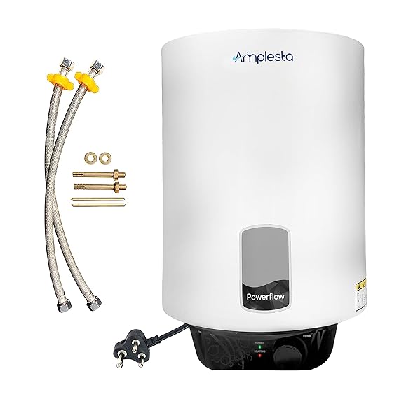 Open Box, Unused Amplesta 25 L Storage Water Geyser 5 Star Powerflow 25L with connection Pipes and Plug, White