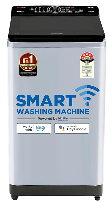 Open Box, Unused Panasonic 8 Kg Wifi Built-In Heater Fully-Automatic Top Loading Smart Washing Machine NA-F80V10LRB, Silver