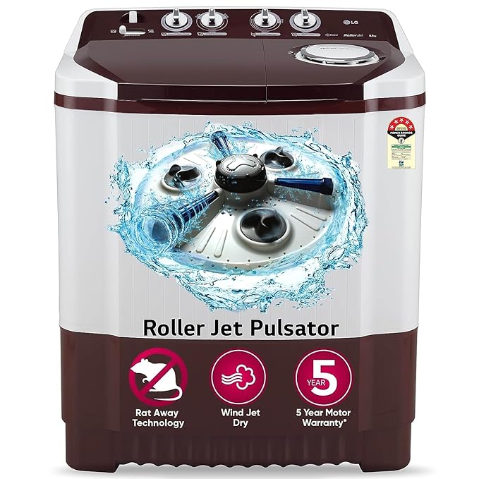 Open Box, Unused LG 8.5 kg 5 Star Semi-Automatic Top Load Washing Machine P8530SRAZ, Burgundy