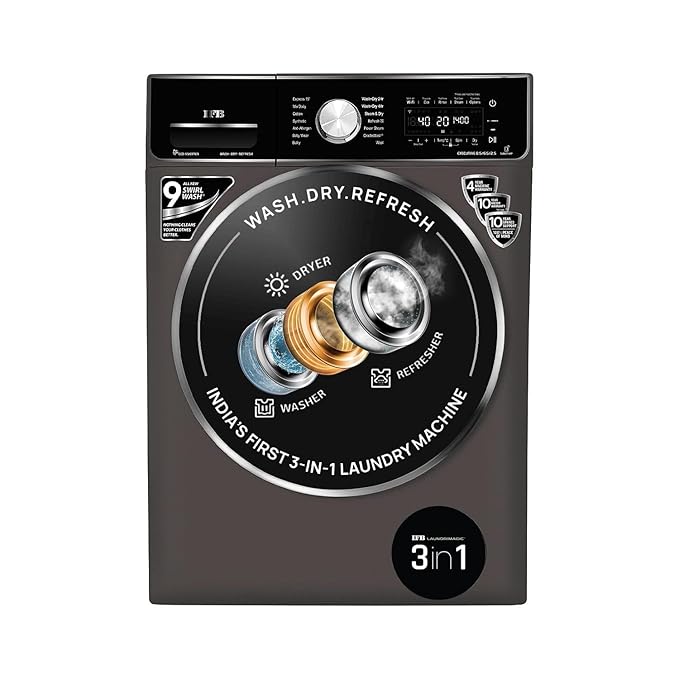 Open Box, Unused IFB Laundrimagic 3-in-1 8.5 Kg/6.5 Kg/2.5 Kg Inverter Washer Dryer Refresh Executive ZXM, Mocha