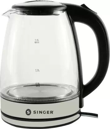 Open Box, Unused Singer Aroma Crysta Electric Kettle 1.8 L Black Silver