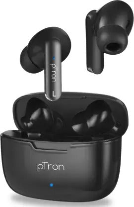 Open Box, Unused PTron Basspods P81 TWS Earbuds, 32H Playtime, Deep Bass, Stereo Calls, BT5.1, Type-C Bluetooth Headset Black Pack of 2
