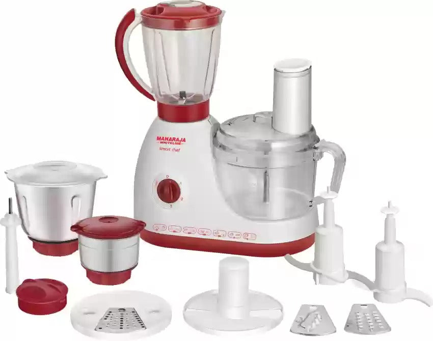 Open Box Unused Maharaja Whiteline Smart chef FP-100 600 W Food Processor White Red