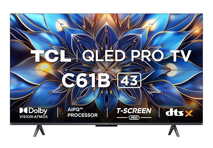 Open Box Unused TCL 108 cm (43 inches) 4K Ultra HD Smart QLED Google TV 43C61B Black