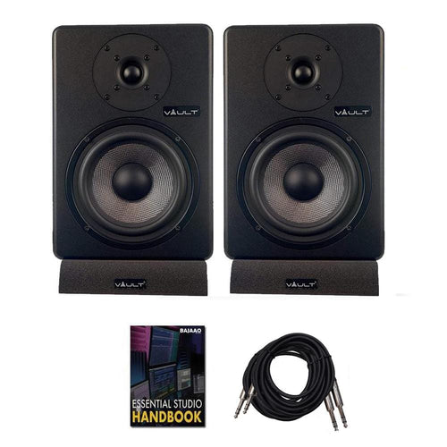 Vault C6 6-Inch Powered Studio Monitors with Isolation Pads, Cables, and Ebook Pair