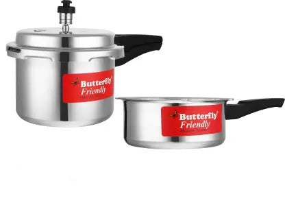Open Box, Unused Butterfly Friendly Combo Pack 3 L, 2 L Pressure Cooker Aluminium Pack of 2