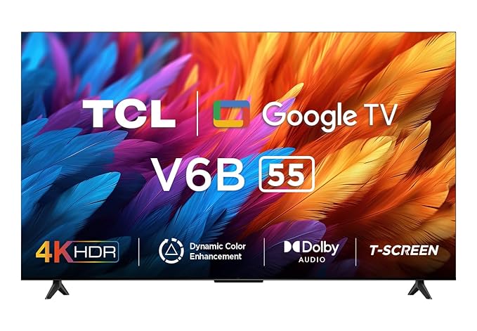 Open Box Unused TCL 139 cm (55 inches) Metallic Bezel-Less Series 4K Ultra HD Smart LED Google TV 55V6B Black